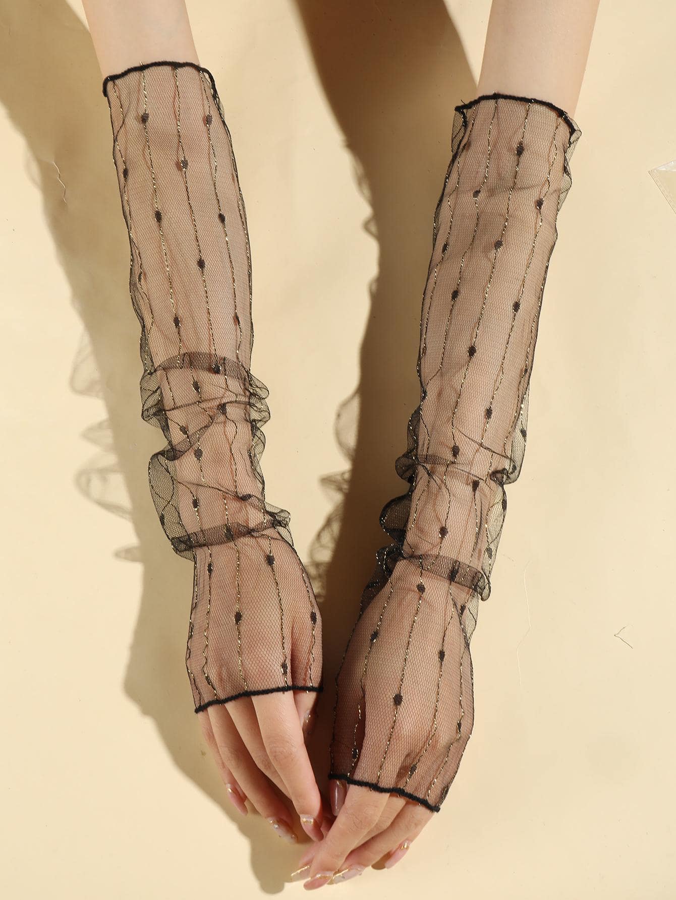 1對女士素色休閒袖套適用於日常生活 - 黑色 - 查看 1