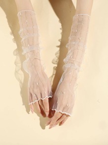 1双装 女士性感透视网纱袖套 万圣节 婚礼 情人节 夏季 - 白色 - 查看 1