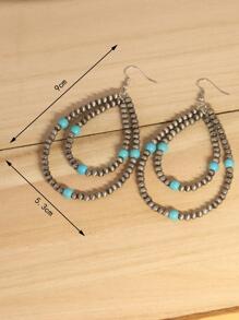 2入組珍珠巨大中心釘珠淚滴耳環雙滴狀耳環女士首飾類 - 彩色 - 查看 5