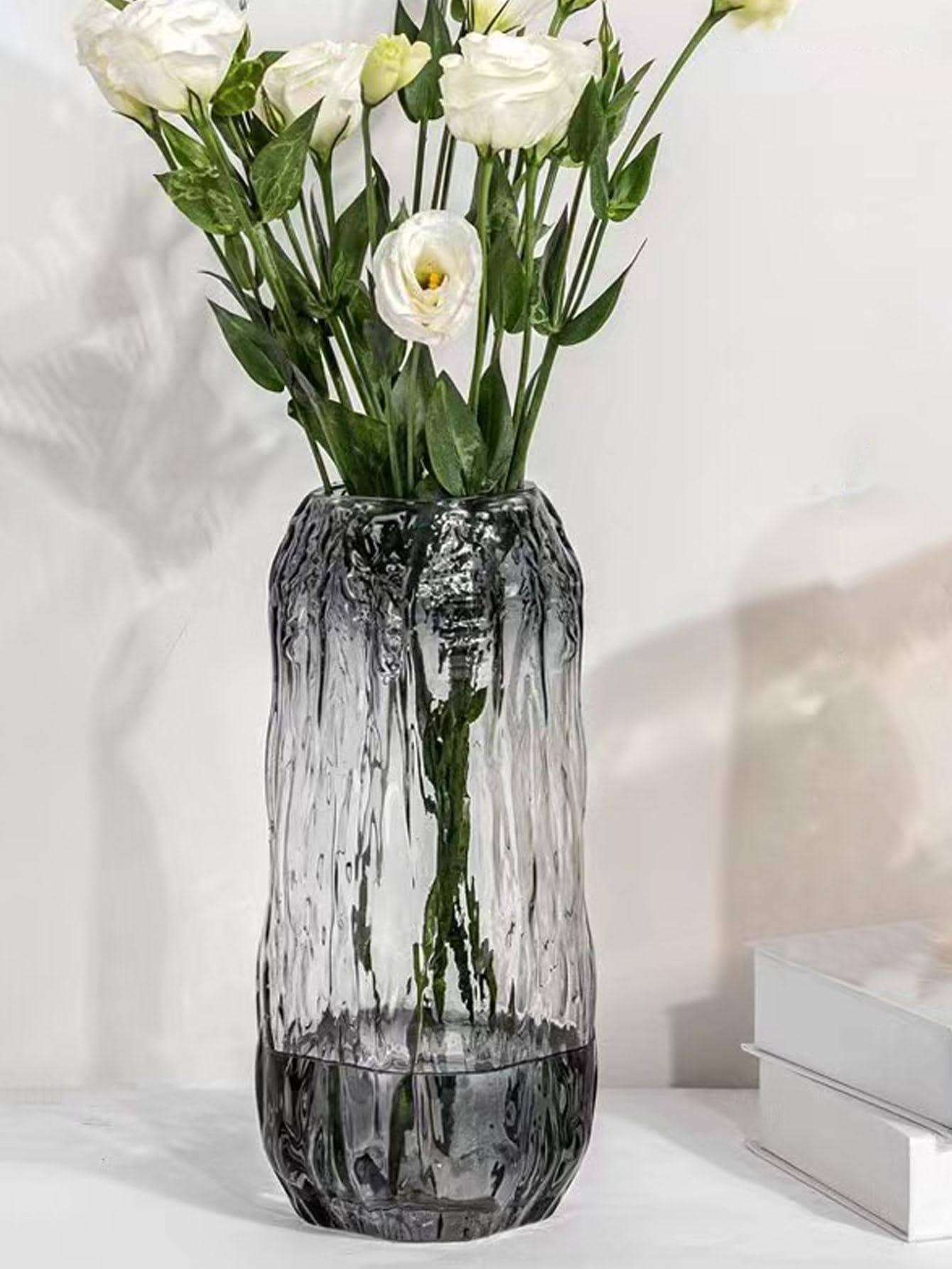 1 Bình Hoa Thủy Tinh Đơn Giản Chắc Chắn Trong Suốt Nhiều Kích Thước Bình Cho Hoa - Màu Xám nhạt - Xem 1