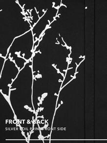 2 Panels Blackout Bedroom Curtains, Thermal Insulated Light Blocking Living Room Curtains, Silver Tree Branches Twigs Pattern  Print Window Drapes For Home, Kitchen, Nursery, Office, Guest Room - 黑色 - 查看 5