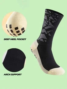 FLSHMCEN 1 Gói tất bóng đá và bao chân bóng đá cho nam, bao chân chống trượt cho bóng rổ, bóng đá, thể thao - màu đen - Xem 5