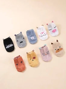 9pairs Baby Cartoon Graphic Non-slip Cute Invisible Socks For Daily Life - Multicolor - View 2