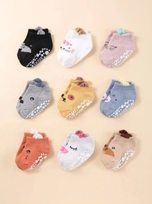 9pairs Baby Cartoon Graphic Non-slip Cute Invisible Socks For Daily Life - Multicolor - View 1