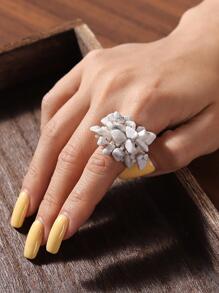 1 nhẫn trang trí bằng đá Bohemian cho phụ nữ để trang trí hàng ngày - trắng - Xem 1