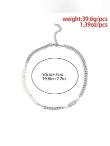 1 Tinh Tế Ngọc Trai Giả Trang Trí Dây Chuyền Vòng Cổ Nam Cho Trang Trí Hàng Ngày Màu Bạc Sắt Thời Trang Punk Cho Vẻ Ngoài Phong Cách - Bạc - Xem 3