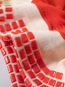 FLSHMCEN 1 đôi Vớ thể thao họa tiết hình học chống trượt cho bóng rổ bóng đá - Đỏ - Xem 6