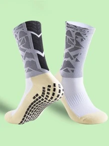 FLSHMCEN 1 Pack Men's Grip Soccer Socks And Football Leg Cover, Non-Slip Leg Shin Guards Cover For Basketball, Football, Sports - White - View 2