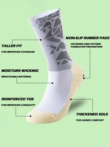 FLSHMCEN 1 Pack Men's Grip Soccer Socks And Football Leg Cover, Non-Slip Leg Shin Guards Cover For Basketball, Football, Sports - White - View 4