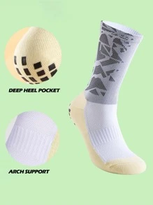 FLSHMCEN 1 Pack Men's Grip Soccer Socks And Football Leg Cover, Non-Slip Leg Shin Guards Cover For Basketball, Football, Sports - White - View 5