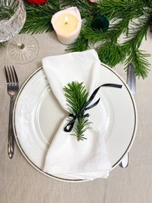 6 Chiếc Đồng Màu Khăn Ăn Để Bàn Thanh Lịch Polyester Đa Năng Có Thể Tái Sử Dụng Khăn Ăn Bằng Vải Cho Đám Cưới, bàn Ăn - trắng - Xem 1