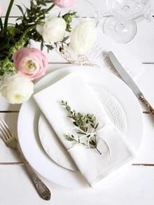 6 Chiếc Đồng Màu Khăn Ăn Để Bàn Thanh Lịch Polyester Đa Năng Có Thể Tái Sử Dụng Khăn Ăn Bằng Vải Cho Đám Cưới, bàn Ăn - trắng - Xem 5