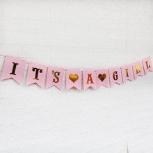 1 Bộ Giấy Kéo Cờ Tối Giản Chữ Đồ Họa Treo Cờ Cho Bé Tắm Cho Tiệc - Hồng - Xem 1