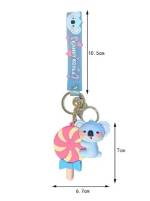 1pc Women Cartoon Koala Charm Cute Keychain For Key Decoration - Blue - View 2