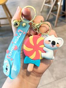 1pc Women Cartoon Koala Charm Cute Keychain For Key Decoration - Blue - View 3
