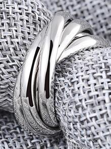 1入組時尚鋅合金紋理金屬戒指適合男士適用於日常生活日常裝飾 - 銀色 - 查看 1