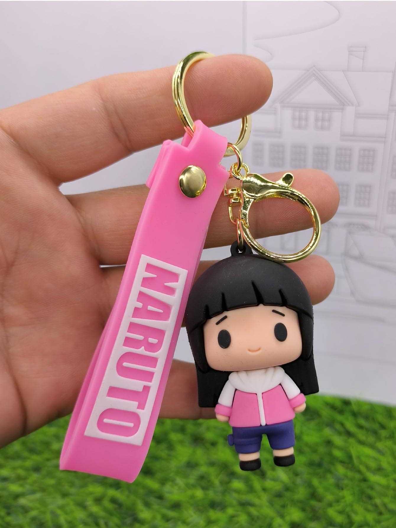1pc Women Cartoon Figure Charm Cute Keychain For Key Decoration - Pink - View 1