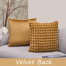 1pc Solid Color Textured Plush Cushion Cover, Minimalist Fabric Multi-size Decorative Throw Pillow Case For Home - Beige - View 4
