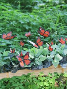 12入組蝴蝶形狀裝飾花園樁 - 橘色 - 查看 5