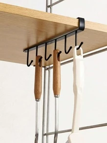 1pc Iron Hook, Modern Traceless Hook For Kitchen - Black - View 6