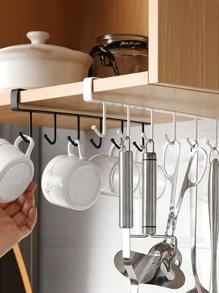 1pc Iron Hook, Modern Traceless Hook For Kitchen - Black - View 5