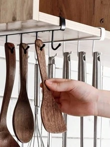 1pc Iron Hook, Modern Traceless Hook For Kitchen - Black - View 2