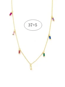 Bạc Thời Trang Đính Đá Cubic Zirconia Dây Chuyền Nữ Cho Món Quà Sinh Nhật - Vàng - Xem 4