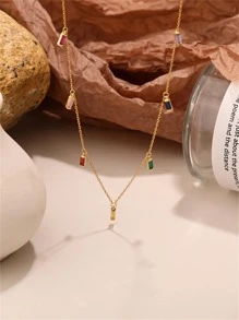 Bạc Thời Trang Đính Đá Cubic Zirconia Dây Chuyền Nữ Cho Món Quà Sinh Nhật - Vàng - Xem 6