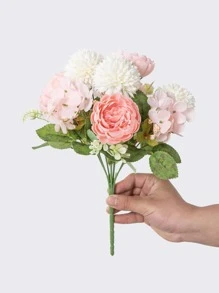 1束大型人造牡丹花束，婚礼装饰DIY花环材料，新娘捧花，腕花，胸花，头饰配饰，婚车装饰，拱门装饰，家居/餐厅/卧室花瓶装饰，生日派对装饰，情人节和新年礼物，毕业礼物 - 粉色 - 查看 5