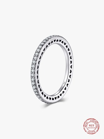 魅力四射方晶鋯石裝飾純銀戒指適合女士適合派對