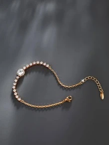 1入組魅力四射方晶鋯石裝飾手鏈適合女士日常裝飾情人節禮品 - 白色 - 查看 2