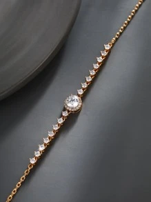 1入組魅力四射方晶鋯石裝飾手鏈適合女士日常裝飾情人節禮品 - 白色 - 查看 3