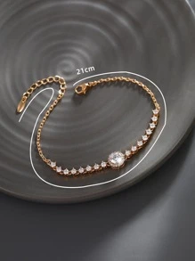 1入組魅力四射方晶鋯石裝飾手鏈適合女士日常裝飾情人節禮品 - 白色 - 查看 4