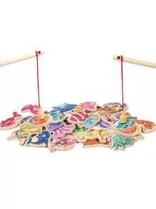 1套木製互動遊戲、創意魚和水母設計兒童玩具