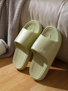 時尚綠色拖鞋適用於女士條紋圖案單帶拖鞋 - 綠色 - 查看 4