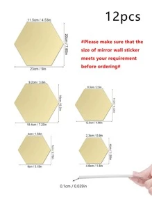 12pcs Geometric Design Mirror Wall Sticker Best Gifts Birthday