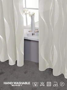 2 Pcs Christmas Thermal Insulated Blackout Curtains, Wave Striped Foil Print Window Curtains, Room Darkening Curtains For Bedroom - 米色 - 查看 4