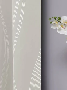 2 Pcs Christmas Thermal Insulated Blackout Curtains, Wave Striped Foil Print Window Curtains, Room Darkening Curtains For Bedroom - 米色 - 查看 5