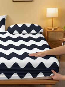 1pc Striped Pattern Fitted Sheet - Multicolor - View 3