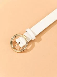 1入組女士素色圓扣休閒腰帶，適合日常生活 - 白色 - 查看 3