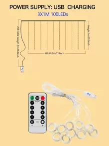 Led Garland Curtain Lights With 8 Modes & Usb Remote Control For Wedding, Christmas, Home, Festival Decoration