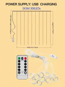 Led Garland Curtain Lights With 8 Modes & Usb Remote Control For Wedding, Christmas, Home, Festival Decoration