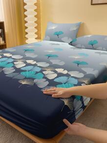 1入組銀杏葉圖案床笠，臥室現代織物床笠 - 彩色 - 查看 1