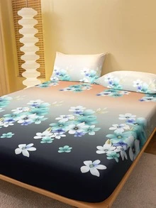 1pc Flower Pattern Fitted Sheet, Modern Fabric Fitted Bottom Sheet For Bedroom - Multicolor - View 6