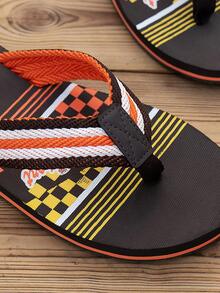 時尚拖鞋適用於男士條紋圖案人字拖 - 彩色 - 查看 6