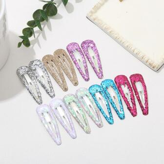 12pcs Women Sequin Decor Fashionable Clip For Daily Life Casual Hair Clips Claw Clips Hair Claws Hair Slide Hair Barrettes, School Stuff, Y2k Outfit, Hair Accerssories