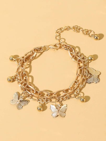 1pc Fashion Butterfly Charm Chain Bracelet For Women For Summer Vacation Beach Party Travel