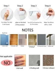 10pcs/pack Patterned Acrylic Mirror Waistline Wall Stickers - Gold - View 8