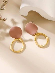 1 cặp bông tai tròn bất đối xứng bằng hợp kim kẽm thời trang dành cho phụ nữ trong cuộc sống hàng ngày - Nhiều màu - Xem 3