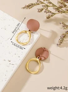 1 cặp bông tai tròn bất đối xứng bằng hợp kim kẽm thời trang dành cho phụ nữ trong cuộc sống hàng ngày - Nhiều màu - Xem 5